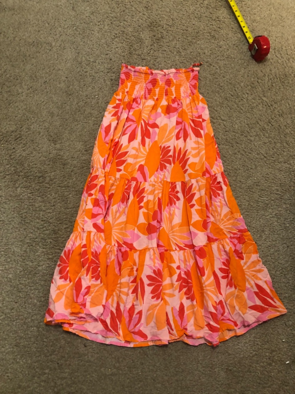 Abel the Label Rumi Maxi Skirt featuring a vibrant pink and orange flor Size S - Picture 4 of 5